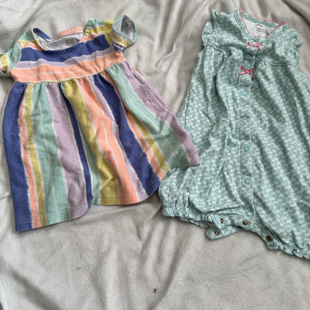 2 Wonder Nation Rompers. Size 18 Mos & Size 12 Mos